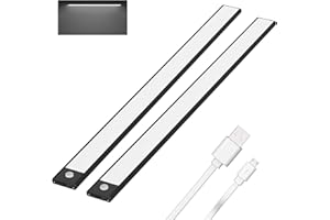 Klighten - Lámpara de armario (2 unidades, 113 LED, 60 cm, inalámbrica, recargable por USB, imán, detector de movimiento, 3 modos de iluminación, portátil, luz de armario, reproductor de emergencia,