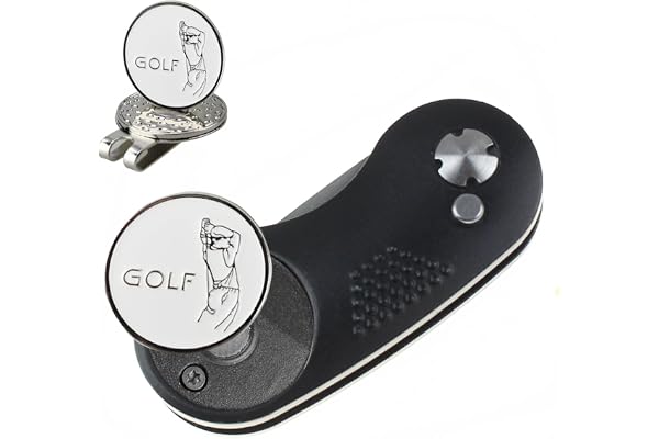 Kofull Outil de Golf Relève+ Ball Marker Pitch Switchblade Golf Vert Outil de réparation en Acier Inoxydable avec Bouton Pop Up Portable et Pliable Relève-Pitch