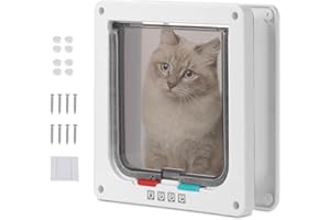 Coptiner Porta per gatti con serratura, porta interna di sicurezza per animali domestici, 4 vie, porta per interni ed esterni, porta per animali domestici per gatti e cani di piccola taglia