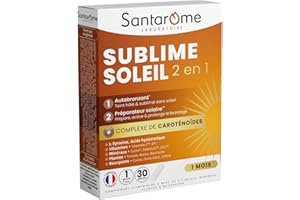 Santarome Bio - Sublime Soleil 2 en 1 - Autobronzant & Préparateur Solaire - Complément alimentaire solaire - Caroténoïdes & Plantes - 30 gélules - France