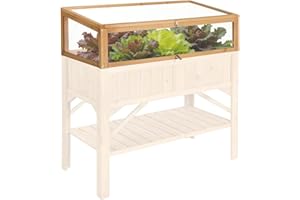 TecTake® Mini Serre de Jardin Châssis en Bois et Polycarbonate pour Potager Exterieur surélevé, Serre de Jardin pour Hivernage Serre à semis Jardinage 115 x 53 x 34 cm