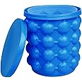 Styxon Ice Cube Mold Ice Trays, Large Silicone Ice Bucket, (2 In 1) Ice Cube Maker, Round,Portable,For Frozen Whiskey, Cocktail, Beverages - Blue