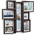 Umbra Edge, Large Wooden 4X4, 4X6, And 5X7 Collage Multi Picture Frame For Desktop Or Wall, Aged Walnut, 4 By 6-Inch And 4 By 4-Inch