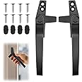 2 Pcs Window Handle, Universal Double Glazing Window Handles Right/Left UPVC Window Locking Handle Replacement Kit Zinc Alloy Door Security Handle for Home Office Windows and Sliding Doors (Black)