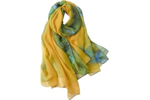 STORY OF SHANGHAI Sciarpa di 100% Seta da Donna Foulard Chiffon con Fantasie Orientale Semi-Trasparente