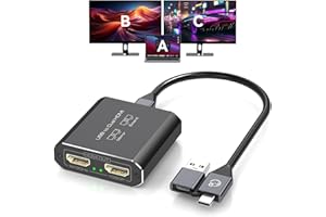 JCYMELE HDMI Splitter Extended Display for Dual Monitor USB A & C to 2 HDMI Adapter 1 in 2 Out for Laptop Mac Triple Set Support MST & SST Modes; 4K @ 30Hz Output 1, 1080p Output 2