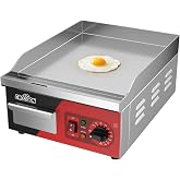 CROSSON 36 x 40 cm Commercial Electric Flat Plate, Countertop Light Plates with 8 mm Thick Non-Stick Iron Griddle-230V/2000W,