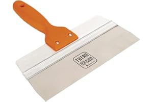 Toolty Spatule en acier inoxydable – 350 x 60 mm – Manche en bois et profil en aluminium – pour plâtrage, finition, sable, ciment – Couteau à enduire, bricolage – TLTY-1922