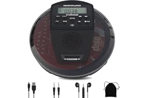 LUKASA CD Player Tragbar,Tragbarer CD Player mit Bluetooth,CD Player mit Kopfhörer, Walkman CD Spieler mit Stereo-Lautsprechern und LCD-Display für Auto/Reise (AUX-Ausgang),Weihnachtspräsente