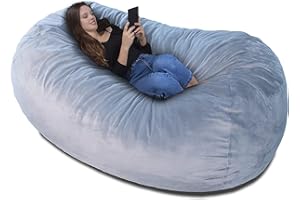 Charlie & Finn Puf Giga XXL en Gris Plata – Funda Aterciopelada Muy cómoda con Espuma viscoelástica – Cama Gigante, sofá Largo, Tumbona acogedora, colchón Genial - Niños, Adultos y Adolescentes