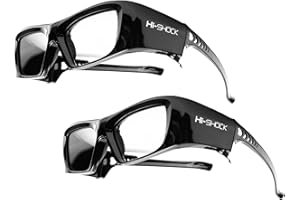 HISHOCK 2x Hi-SHOCK® RF Pro "Black Diamond" | Gafas 3D-RF para proyectores: EPSON®, JVC®, SONY® | compatibles con ELPGS03, EB-W16, EH-TW550, EH-TW570, EH-TW5910, EH-TW5100, EH-TW5200, EH-TW5300, EH-TW5350, EH-TW5210, EH-TW6100, EH-TW6600, EH-TW7200, EH-TW8100, EH-TW8200, EH-TW9100, EH-TW9200 | optimiza la nitidez, brillo y contraste [Gafas de obturador | 120 Hz | recargables | 39g | RF estándar | Negro]