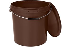 BenBow Seau avec Couvercle 30L Marron 1x 30 litres - Compatible Alimentaire Stable hermétique étanche Neutre en Odeur - récipient en Plastique avec poignée en métal - résistante aux Fissures - Vide