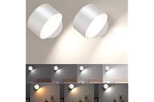‎AMICOOL led wandleuchte innen 2 Stück,wandlampe Wandlichter ohne stromanschluss ,4 Helligkeitsstufen 3 Farbmodi Nachttischlampe akku , 360° Drehbare Touch Control Leuchten Für Kinder Wohnzimmer Schlafzimmer