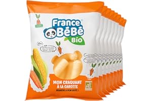 FRANCE BéBé BIO - Biscuit de maïs soufflé à la carotte BIO - Vegan - Lot 8 sachets de 20g