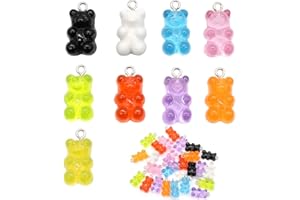 YapitHome 45 Pezzi Pendente in Resina Gommosa Colorata Caramelle Colorate Ciondolo Portachiavi Orso Resina Ciondoli Orsetti di Caramella, per la Decorazione della Collana di Orecchini (9 Colori)