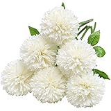 Tifuly Künstliche Hortensie Blumen, 11 Zoll Seide Pompon Chrysantheme Kugel Blumen für Hausgarten Party Büro Dekoration, Brau