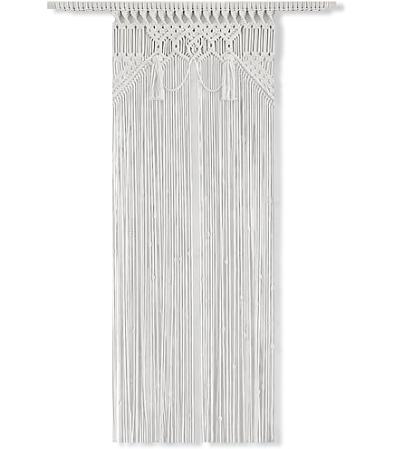 Boho macramé, gordijnen, raamgordijn, deurgordijnen, handgeweven katoenen touw, deurgordijnen, wandtapijt, geweven katoen, wanddecoratie voor woonkamer, slaapkamer, bruiloftsfeest (85 x 200 cm