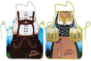 Anzhee 1-2 Stücke lustiges Oktoberfest Weihnachten Schürze kreative Kochschürze Küchenschürze Grillschürze Lustige Motiv Sexy Schürze für Männer Damen Freund Bierfest Party Lustige Schürze Geschenk