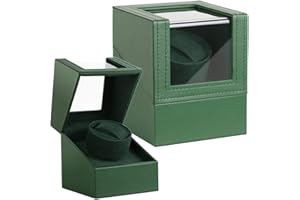 KZAN Automatic Watch Winder, Single Watch Winder 2 modes, Exquisite Green PU Leather Watch Box with Quiet Motor, Avoid Magnetization Watch Storage Display Case