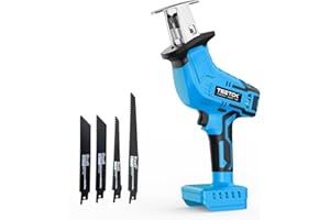 RONTALY Reciprocating Saw,Cordless Saw with Clamping Jaw, 0-2700RPM Variable Speed Electric Saw,1 Hour Fast Charger,4 Saw Blades for Wood & Metal Cutting(Body Only Compatible with MaKita 18V Battery)