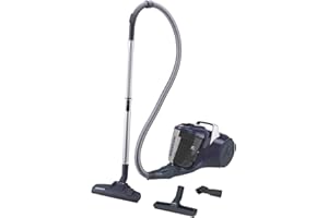 Hoover Breeze BR20 - Aspirador sin bolsa, Aspirador ciclónico, Filtro EPA, Cepillo para parquet, Cepillo suelos duros y alfombra, 700W, 78dBA, Depósito 2L, Potencia fija, Cable 8m, Azul Glamour Y Gris Translúcido
