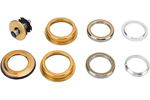 equlup Bike Headset, 44mm Double Bearings Steel Mountain Bicycle Headset Top Cap Bike Front Fork Stem BMX Bearing Nuts for Ordinary Straight Fork Tube