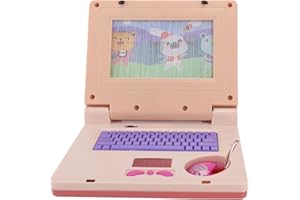 Bnineteenteam Lern-Laptop, Lernspielzeug, Kognitive Entwicklung, Musik-Interaktion, Computertoy, 19x15.7x3.8cm, Rosa Maus, for Kinder