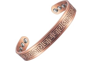 EnerMagiX Bracelet magnétique en cuivre pour homme et femme, 100 % cuivre massif avec 8 aimants 3500, taille réglable