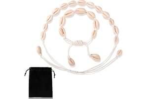 YAOMIAO Set da 2 Pezzi tra cui un Braccialetto e una Collana di Conchiglie Regolabile Girocollo con Conchiglie Naturali Cavigliera con Conchigliette per Donne Ragazze Gioielli Hawaiani da Spiaggia