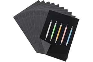 YoniYa 100 Hojas de papel de calco de Transferencia de Grafito Negro A4 Papel de Carbono Papel Transferde con 5 Styluses de Relieve para Madera, Papel, lienzo, Tela