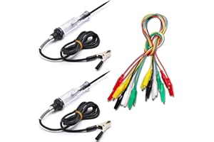 2 Packungen Spannungsdurchgangs- und Stromprüfer 6 V-24 V mit Messleitungsset & Krokodilklemmen, SourceTon 2 Stück Schaltungsprüfer & 10 Stück und 5 Farben Krokodilklemmen mit Drähten Testkabel