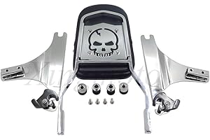 XINGMOTO HASkulle AfterMokit Dossier de rechange pour Harley Davidson Softail 1984-2003 Chrome Sissy Bar vertical amovible avec support tête de mort
