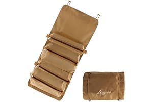 ZOOMERS Beauty Case da Viaggio. Beauty Case Trucchi Pieghevole con 4 Beauty Trucchi staccabili. Beauty da Viaggio per skincare profumo. Beauty Box Skincare Organizer.Accessori da Viaggio.Beige