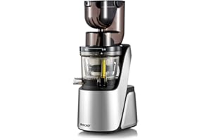 Extracteur de Jus BioChef Quantum Whole Slow juicer - Bouche d'alimentation double entrée pour fruits et légumes entiers | Moteur de qualité commerciale - 4 tamis différents - 37 tr/min (Argent)