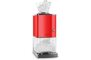 oneConcept Icebreaker Red Edition - Picadora de hielo, Picahielo, 15 kg/h, Recipiente de 3,5 L (unos 1,75 kg) para el hielo, Embudo de llenado, Interruptor de seguridad, Antideslizante, Rojo