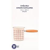 Cupid Kareli Emaye Ahşap Saplı Cezve (500Ml-6 Kişilik)