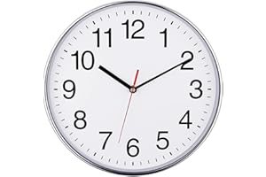 Plumeet 40.6cm Orologio da Muro Extra Large, Silenzioso con Numero Grandi E Graziosi e Movimento Digitale Senza Ticchettio, Orologi da Parete Design Moderno Ottimo per la Camera (Cromo)