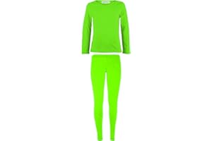 janisramone Kids Girls New Neon Plain T-Shirt Leggings Pants 2 Pcs Set Casual Summer Outfit Loungewear 7-13 Yrs