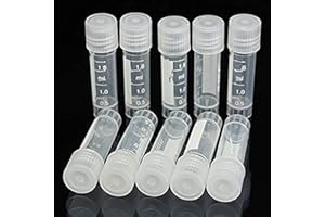 ChenXi Shop Pack 20 2ml Graduated Plastic Clear Test Tubes Cryovial Cryogenic Vial Tube Self Standing with Cap