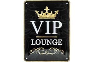 Nostalgic-Art Plaque Vintage VIP Lounge – Idée de Cadeau pour des Personnes spéciales, en métal, Design Retro pour la décoration, 15 x 20 cm