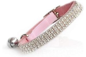 CHUKCHI Collar para gato, de terciopelo suave, diseño de brillantes con cascabel