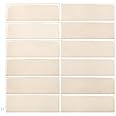 AdoDecor Peel and Stick Backsplash for Kitchen,New Upgrade 12" x 12" Large Premium Kitchen Backsplash,Stick on Subway Tile Peel and Stick Backsplash,Beige 10-Sheet
