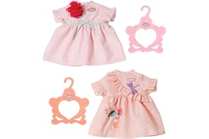 Baby Annabell Robe du jour pour poupées de 43 cm - 2 modèles assortis – Pour les petites mains, jeux créatifs, développent l’empathie & les aptitudes sociales, 3 ans + - Contient 1 robe & 1 cintre