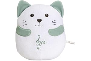 Chicco Gattino Peluche, Morbido Peluche Interattivo per Bambini, con Effetto Rilassante e Vibrazione, Forma a Cuscino, con Musica Classica, Giochi Neonato, Idea Regalo Neonato, Lavabile, 0 Mesi +