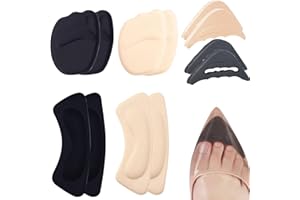 ZDNT High Heel Cushion Pads,6 Paar Schuhfüller Schuhpads Verstellbarer Zehenfüller Vordere Einlegesohlen Schuhfüller für zu große schuhe Fersengriff-Einsatz,Wiederverwendbare