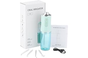 BODYA Hydropulseur dentaire sans fil électrique étanche 220 ml avec 4 embouts de jet, 3 modes de pression (vert)