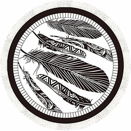 SHATAN TOWEL Stylish Stamp Beach Mat Round Portable Printing Beach Towel and Picnic Blankets Tapestry Yoga Mat Towels 150*150Cm,A