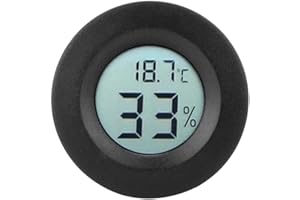 WALFRONT Wbudowany Termometr Pokojowy LCD z Okrągłym Wyświetlaczem, Mini Termometr Wilgotności do Domowego Pokoju Dziecięcego (Czarny)