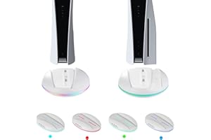 Aukuoy Vertikaler Halter LED Ständer für PS5, 7 RGB Farbmodi Lichtbasis für PS5 USB Hub, Extra 3 USB 2.0 Ports Kompatibel mit Playstation 5 Digital Editions