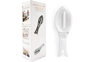 MAXPERKX Fish Scale Scaler Remover Cleaning Brush White- Plastic Fish Scraper Remover Cleaner Kitchen Cooking Descaler Tools Fast Scales Peeling Easy to Remove Shave Peel Fish Skin Effortless